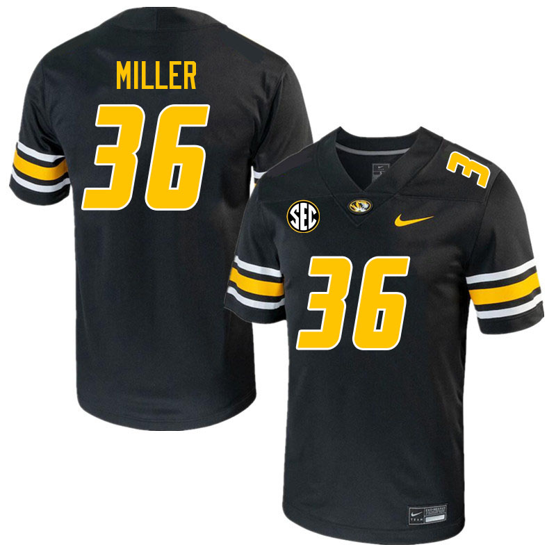 Men #36 Tucker Miller Missouri Tigers College 2023 Football Stitched Jerseys Sale-Black